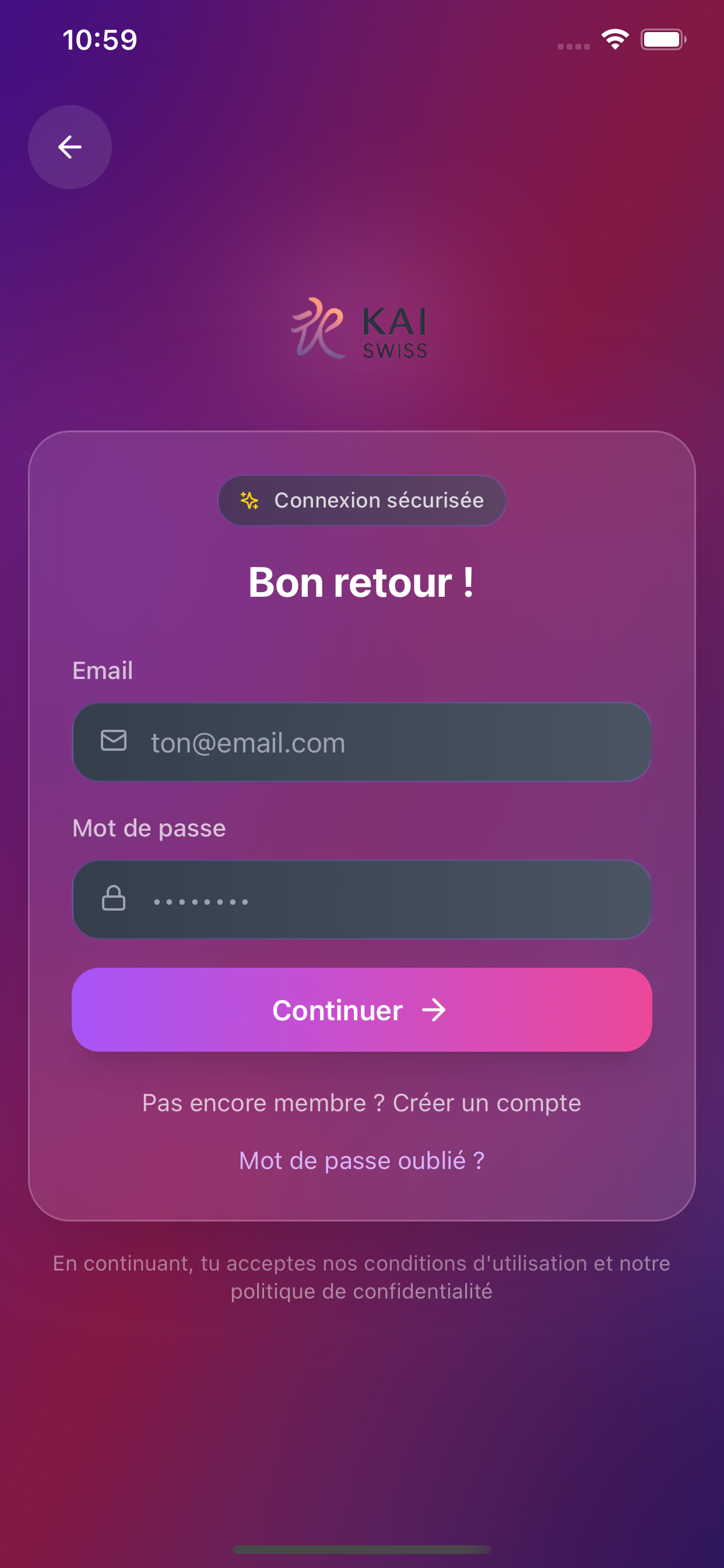 KAI Swiss sur iPhone